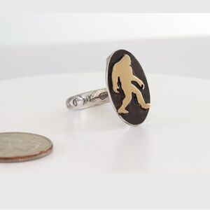 Handmade Sterling Silver Bigfoot Ring Brass Sasquatch Size 12